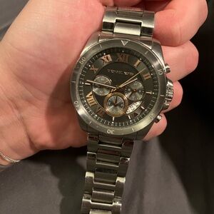 Michael Kors Silver and Black Chronograph Watch